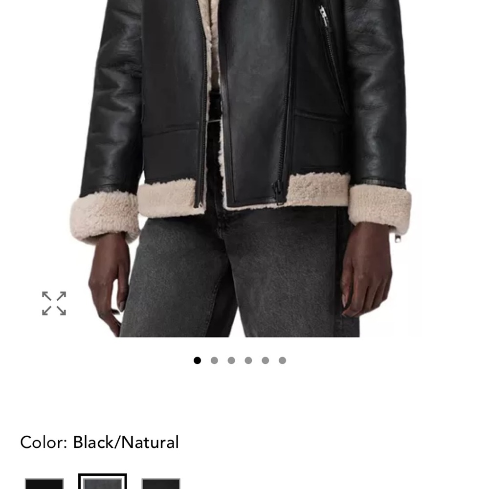Black and Cream Shearling Leather Jacket - Picture 9 of 9